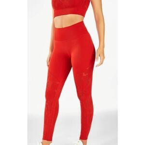 Fabletics SculptKnit Lasered Camo Leggings XS Red High-Rise Athleisure Yoga Gym